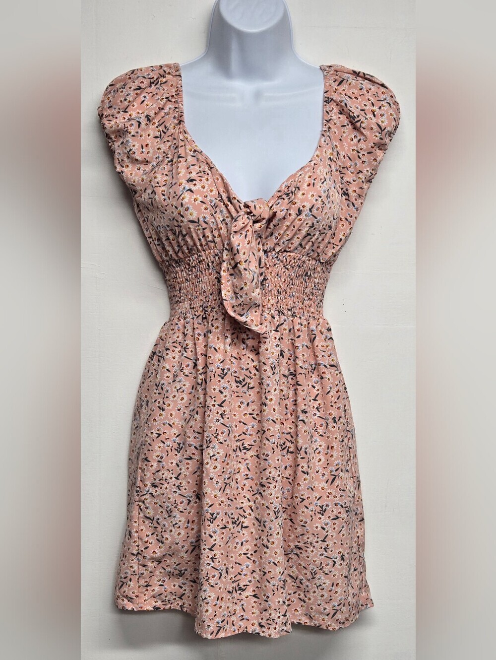 Shein Small 4 Mini Smocked Sundress Lightweight Pink Floral